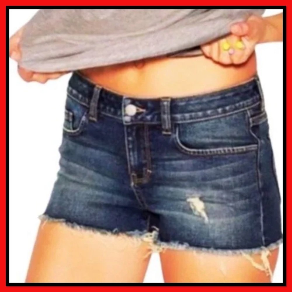 💕EUC💕Victoria Secret PINK Distressed Raw Hem Frayed Denim Jean Shorts
